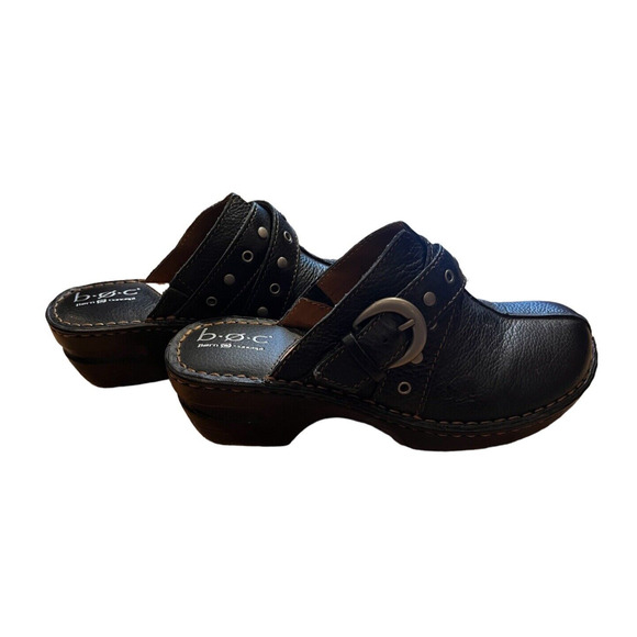 BOC Born Concept Mules Clogs Women Size 7 /38 M/W Karley BC3650 Black Leather - Picture 2 of 9